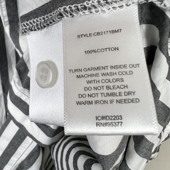 Sanctuary Womens Gray White Strip Long Sleeve Flap Pocket Button Front Shirt XXL - Picture 3 of 4